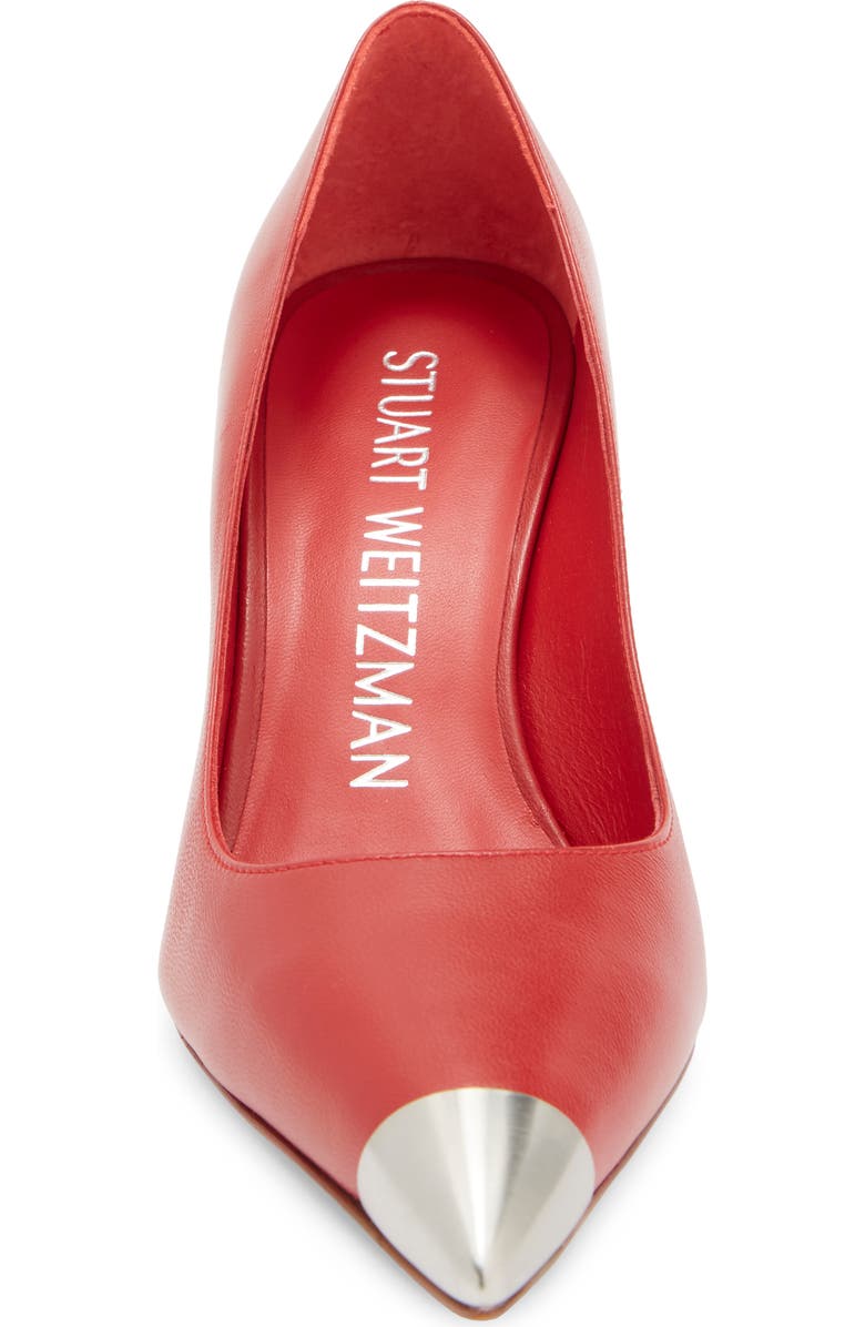 Stuart Weitzman Stuart Capsize Pointed Toe Pump, Alternate, color, Cherry/ Brushed Silver