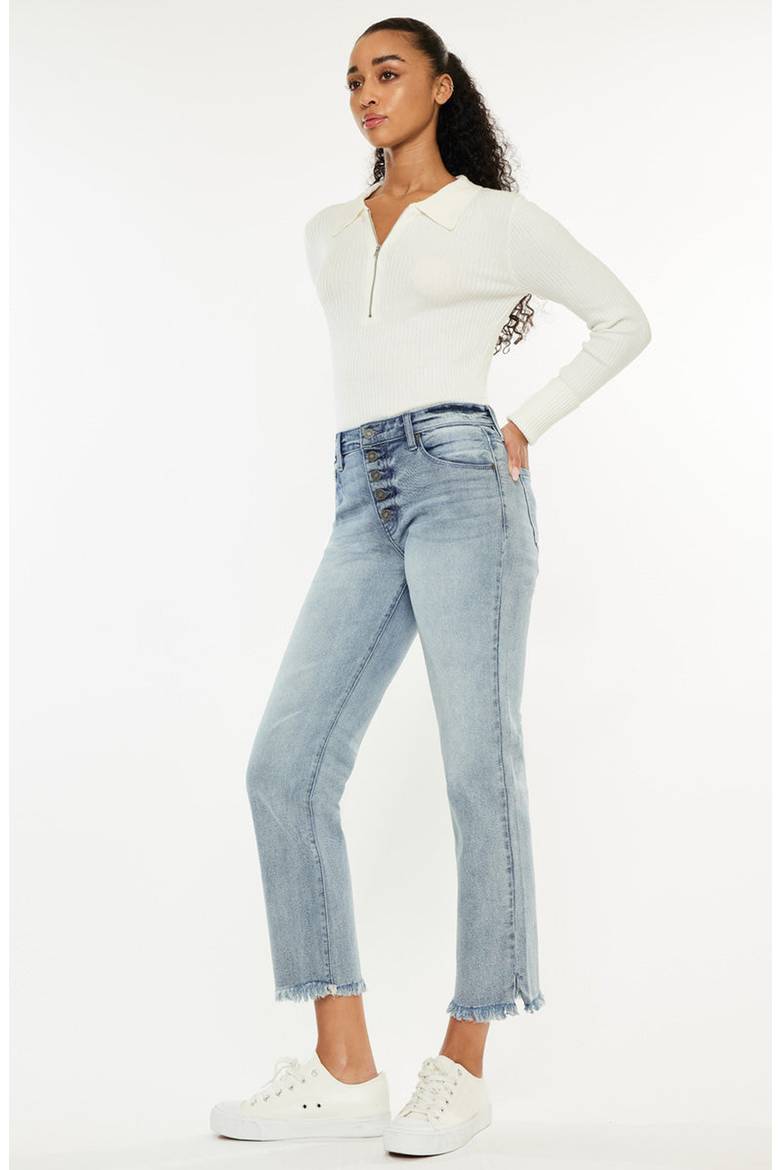 Morgana Essentials High-Rise Straight-Fit Jeans, Alternate, color, Light Wash
