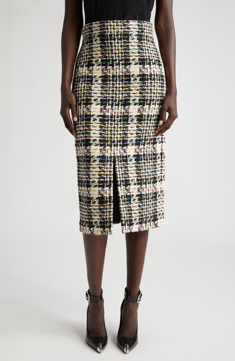 McQueen Front Slit Tweed Pencil Skirt, Main, color, 