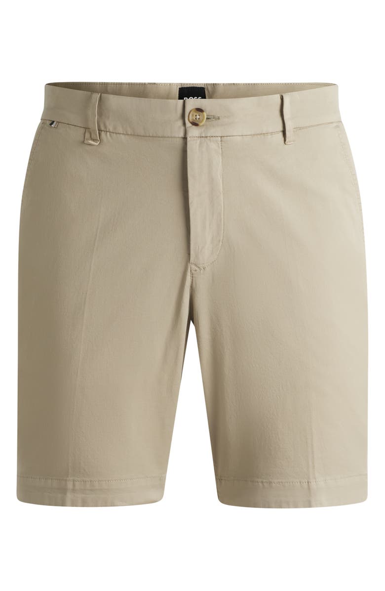 BOSS Slice Stretch Cotton Shorts, Alternate, color, Light Beige