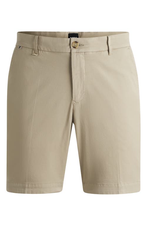 Hugo Boss Boss Slice Stretch Cotton Shorts In Light Beige
