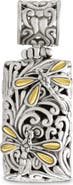 DEVATA Dragonfly Rectangle Pendant in Sterling Silver and 18K Gold