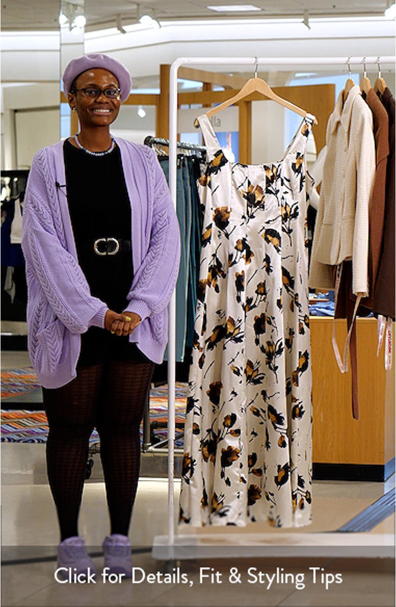 Floral Print Satin Maxi Dress, sales video thumbnail