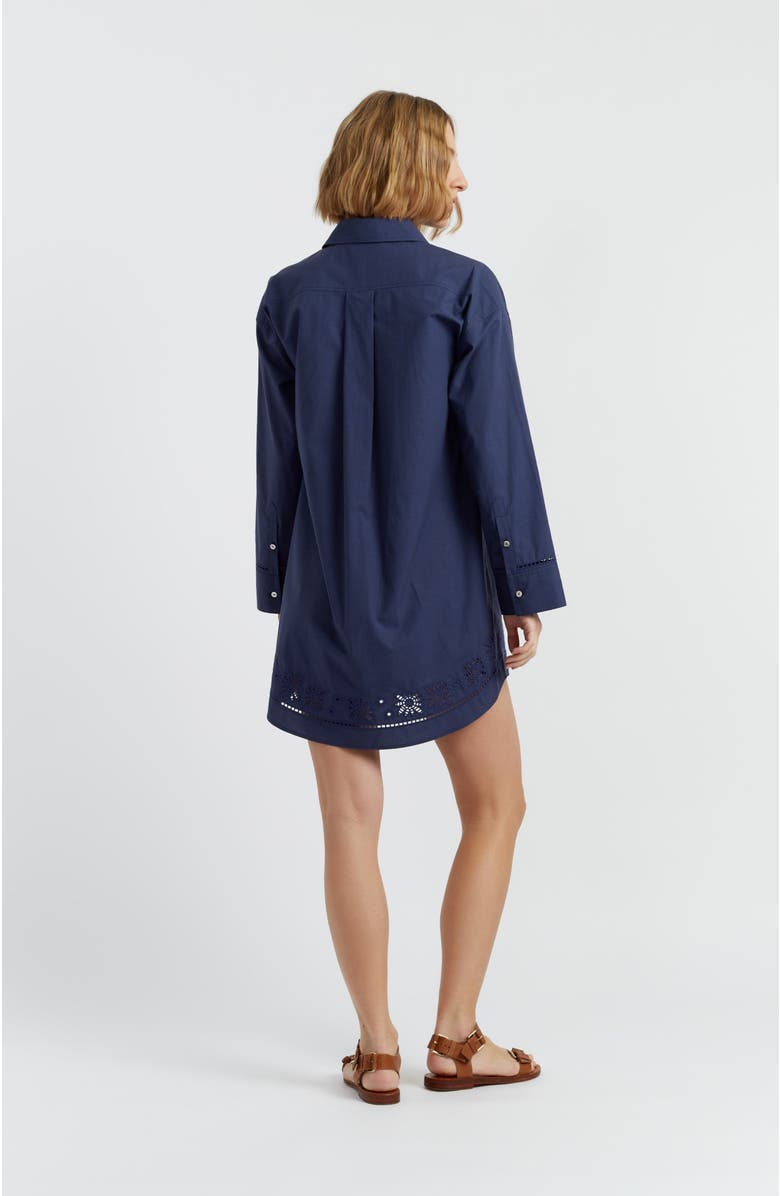 Chinti & Parker Cotton Broderie Shirt Dress, Alternate, color, Navy