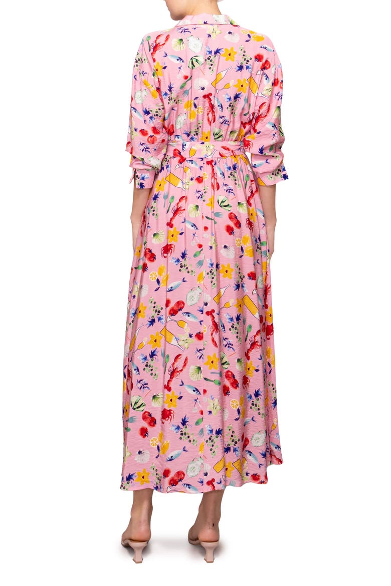 Print Long Sleeve Midi Shirtdress, Alternate, color, PINK MULTI