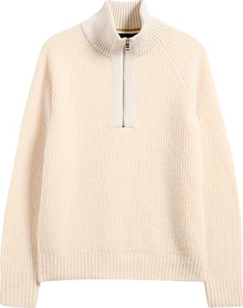 BOSS Ebrezzo Wool Blend Rib Quarter Zip Sweater | Nordstrom