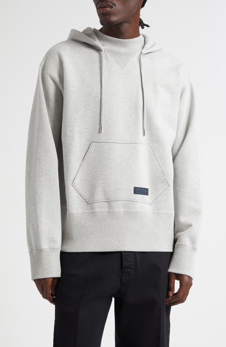 Givenchy Logo Patch Double Collar Fleece Hoodie, Main, color, Light Grey Melange