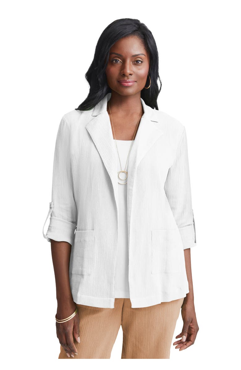 Jessica London Gauze Blazer, Main, color, White