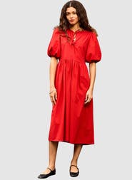 Baukjen Rose Organic Cotton Tie Midi Dress