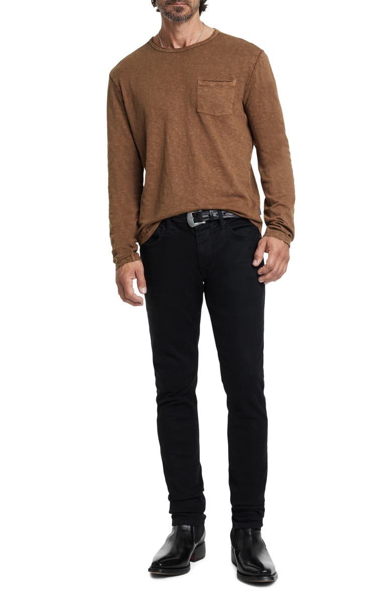 John Varvatos Sid Raw Edge Organic Cotton Long Sleeve T-Shirt, Alternate, color, Chamois