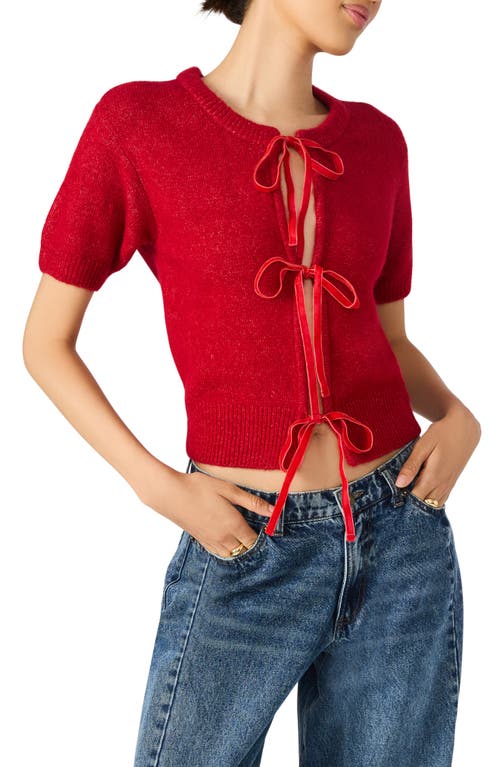 Steve Madden Sereia Tie Front Crop Cardigan In Red