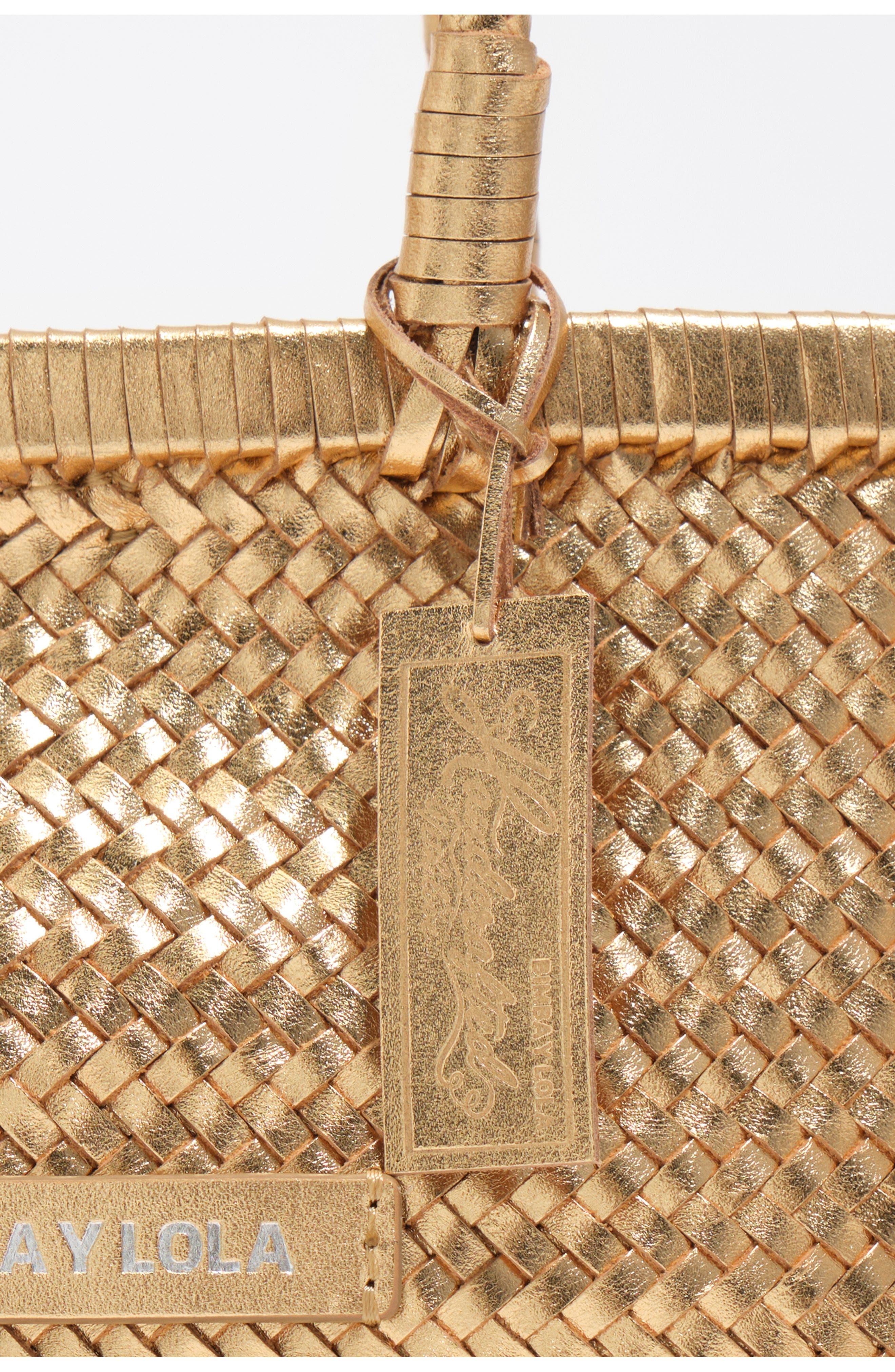 Bimba y Lola Plaited Leather XS Bag, Alternate, color, Gold