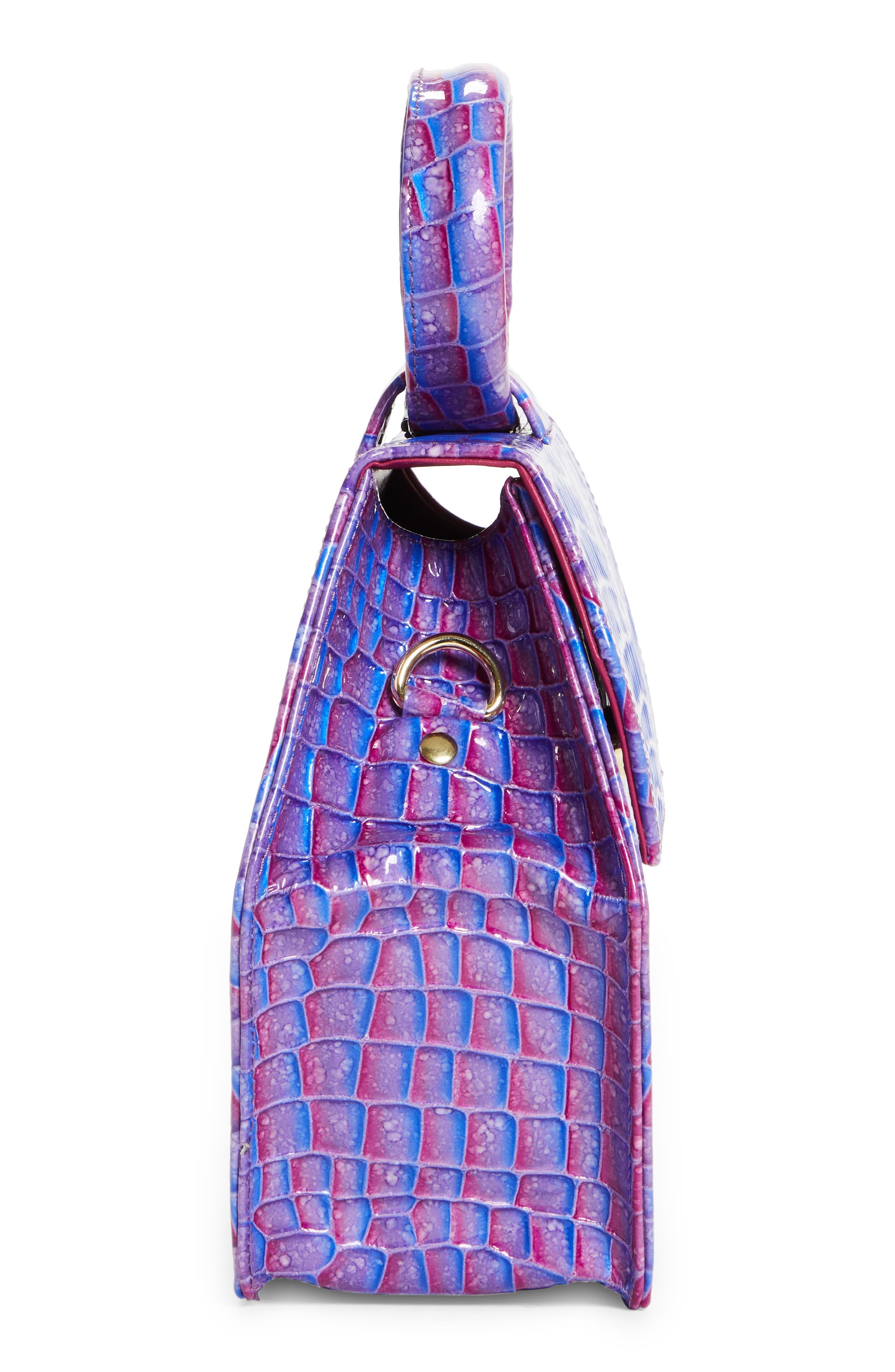 Anima Iris Zuri Croc Embossed Leather Top Handle Bag, Alternate, color, 