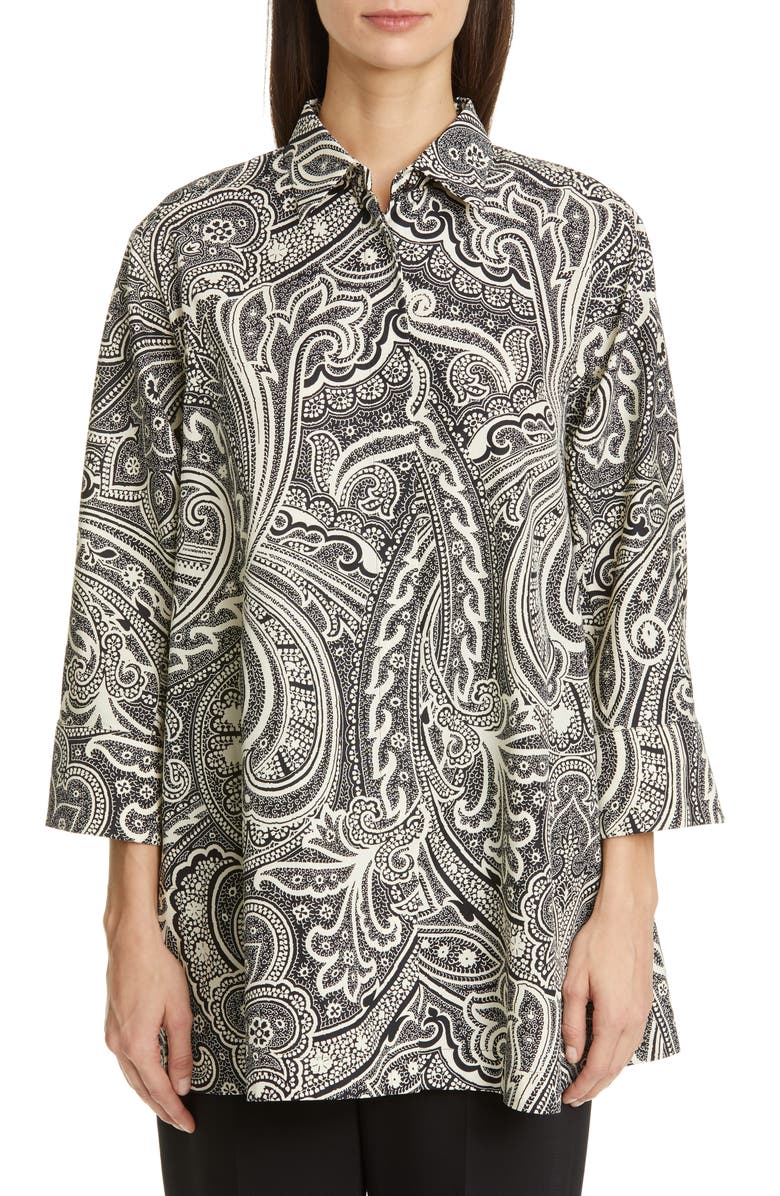 Max Mara Glauco Print Cotton Tunic Shirt, Main, color, 