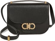 FERRAGAMO Double Gancio Leather Crossbody Bag