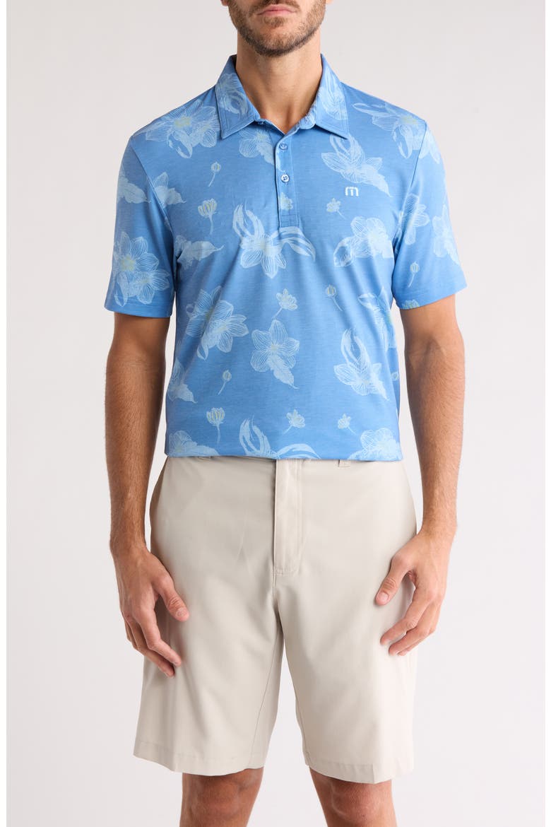 Tunnels Beach Floral Golf Polo, Main, color, QUIET HARBOR