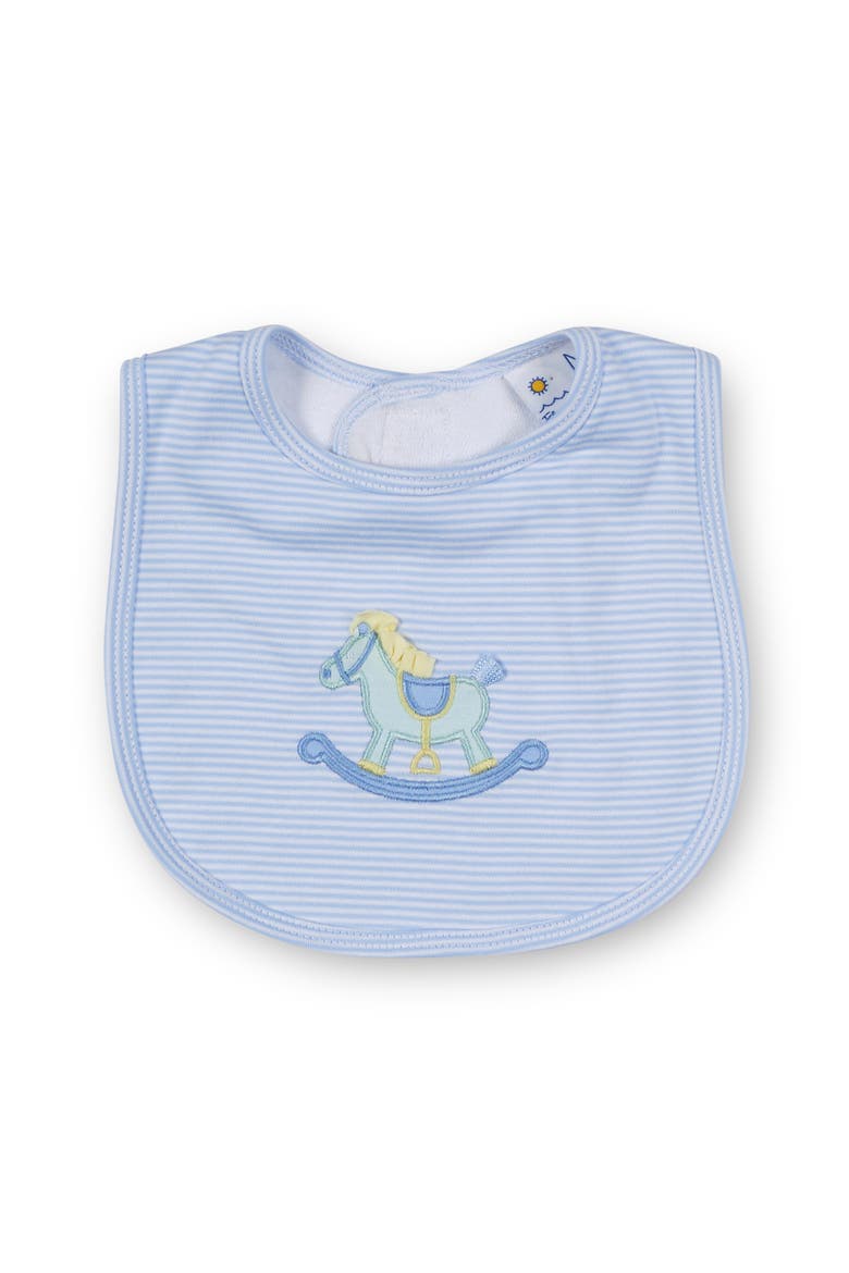 Stripe Knit Bib With Rocking Horse, Main, color, Light Blue, White