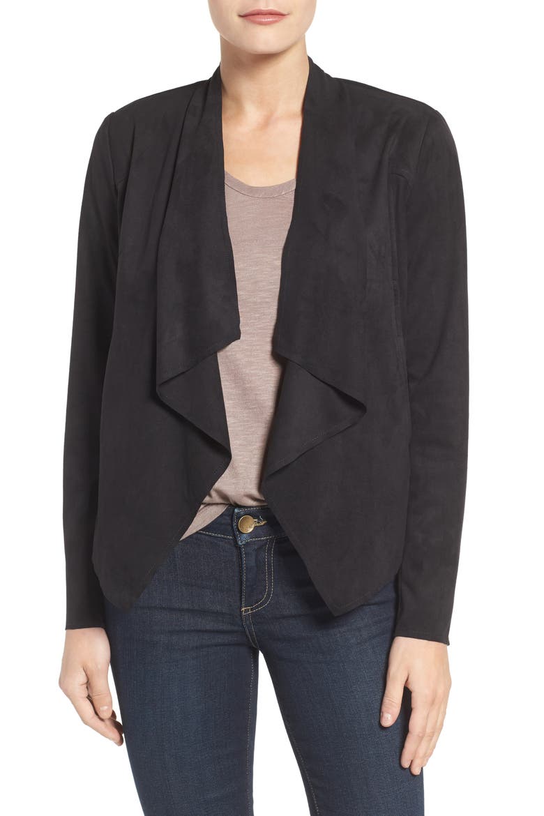 Tayanita Faux Suede Jacket, Main, color, BLACK