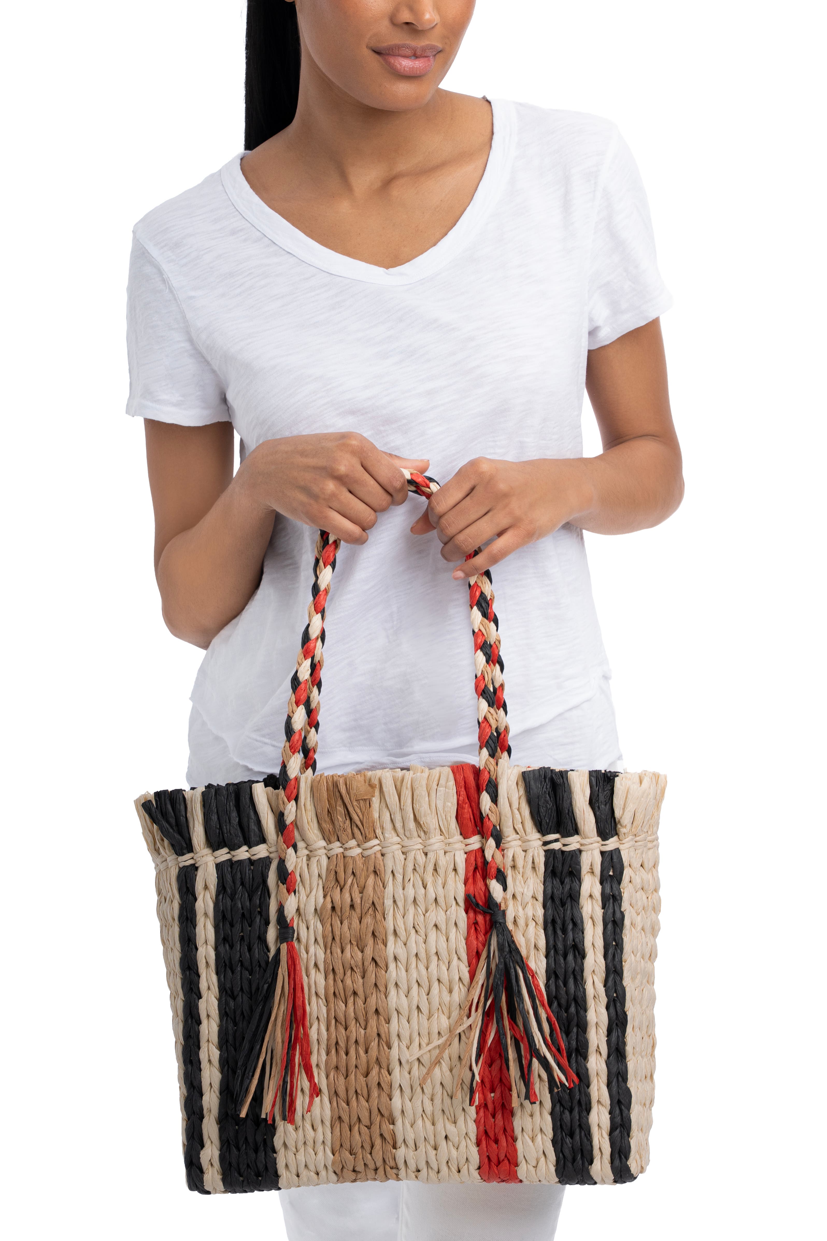 WILT Clothing Torrance Large Tote, Alternate, color, Black/Natural/Red