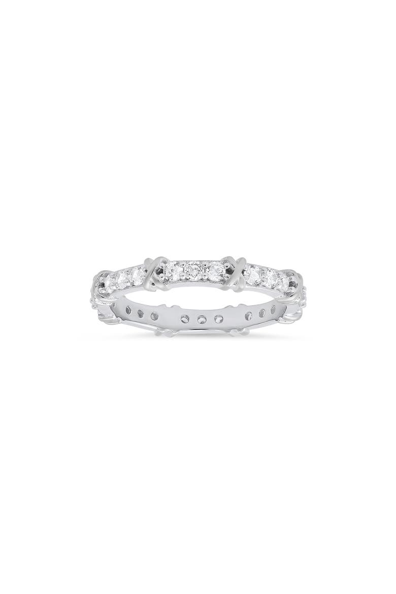 Cubic Zirconia Stacking Ring, Main, color, SILVER