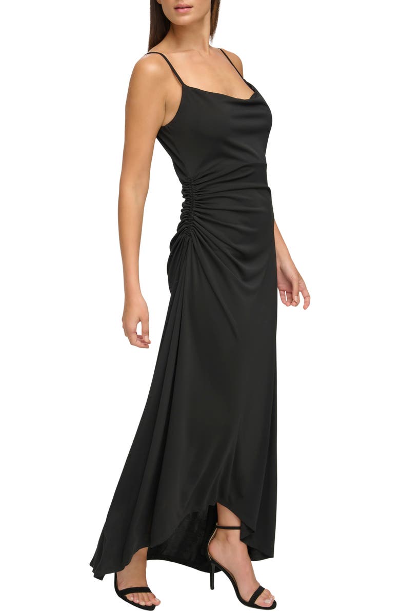 Donna Karan New York Ruched Side High-Low Crepe Dress, Alternate, color, 