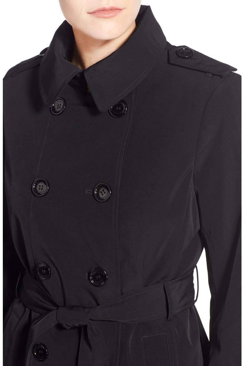 Double Breasted Trench Coat, Alternate, color, BLACK