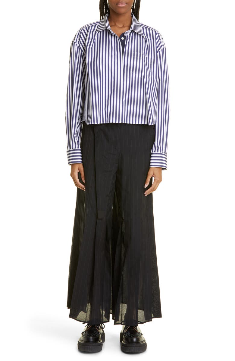 Sacai Thomas Mason Cotton Poplin Button-Up Shirt, Alternate, color, 