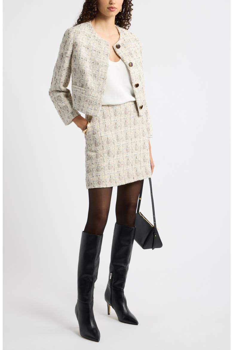 Plaid Tweed Miniskirt, Alternate, color, IVORY PLAID
