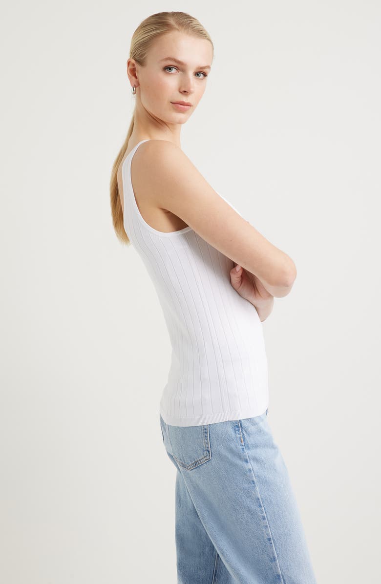Nordstrom Slim Scoop Neck Rib Tank, Alternate, color, White