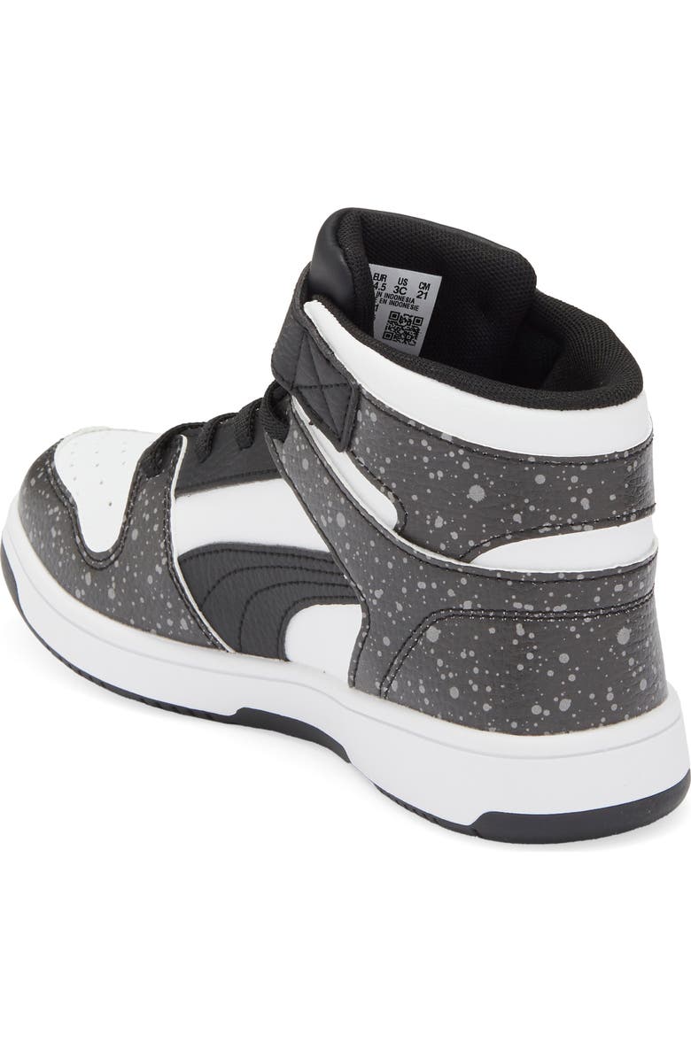 PUMA Kids' Rebound Layup Splatter High Top Sneaker, Alternate, color, Puma Black/ Puma White/ Gray
