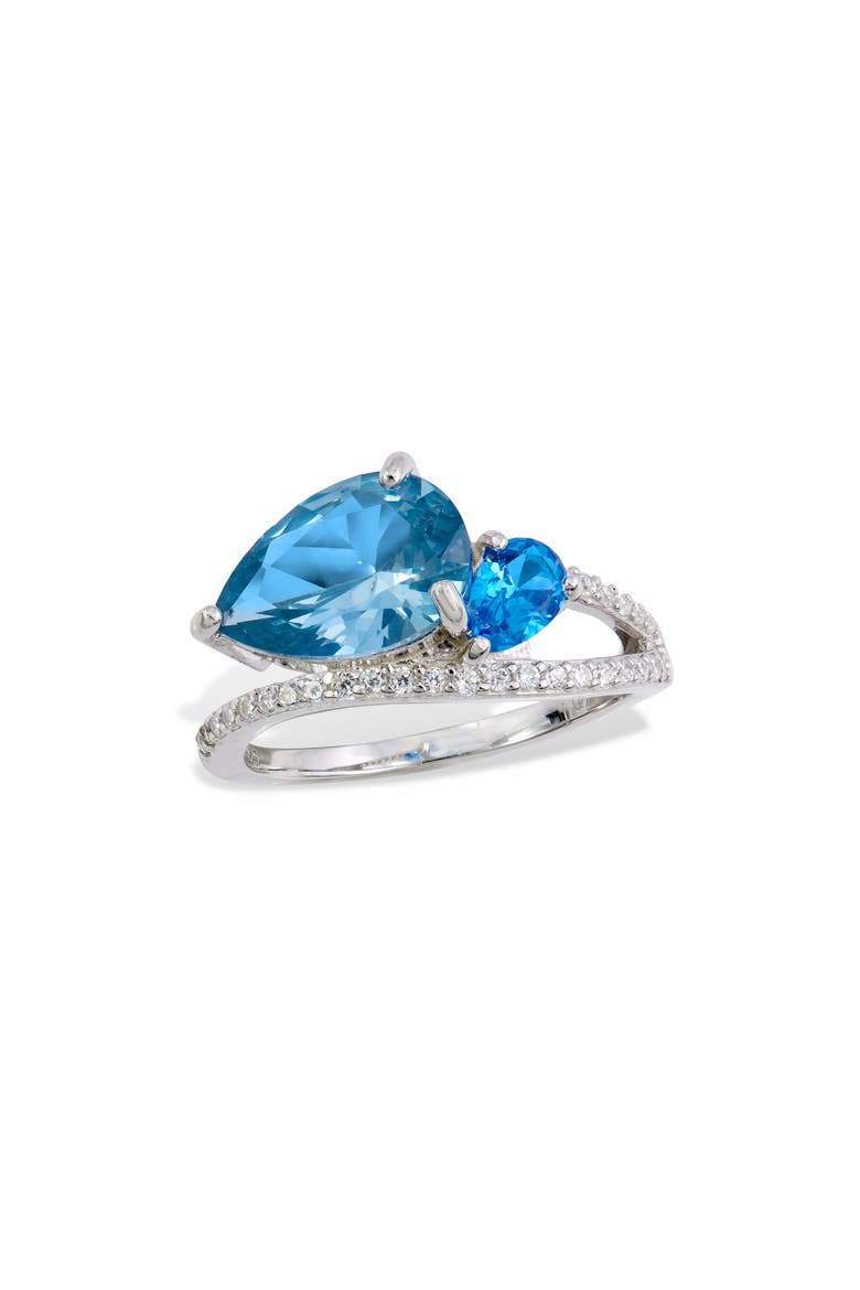 Double Pear Stone Bypass Ring, Main, color, BLUE