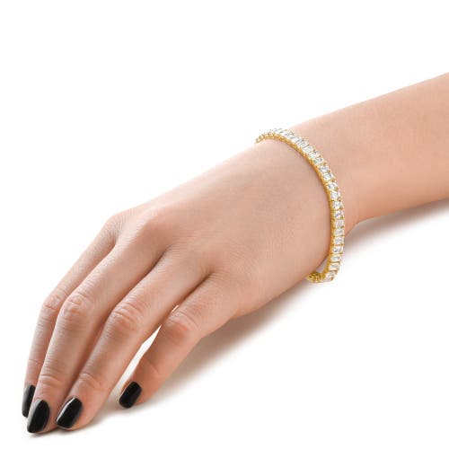 Bliss Diamond 15ct Emerald Cut Diamond Tennis Bracelet 7" 14k Gold Lab Grown In Gold
