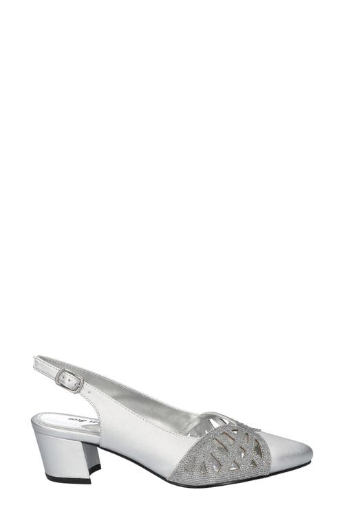 Easy Street Bizzy Womens Faux Leather Slingback Heels In Silver Satin