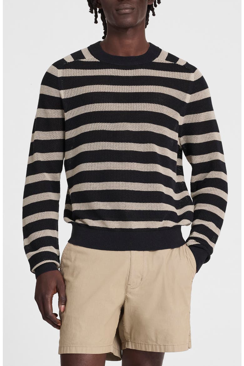 Mesh Knit Crewneck Sweater, Main, color, DARK NAVY