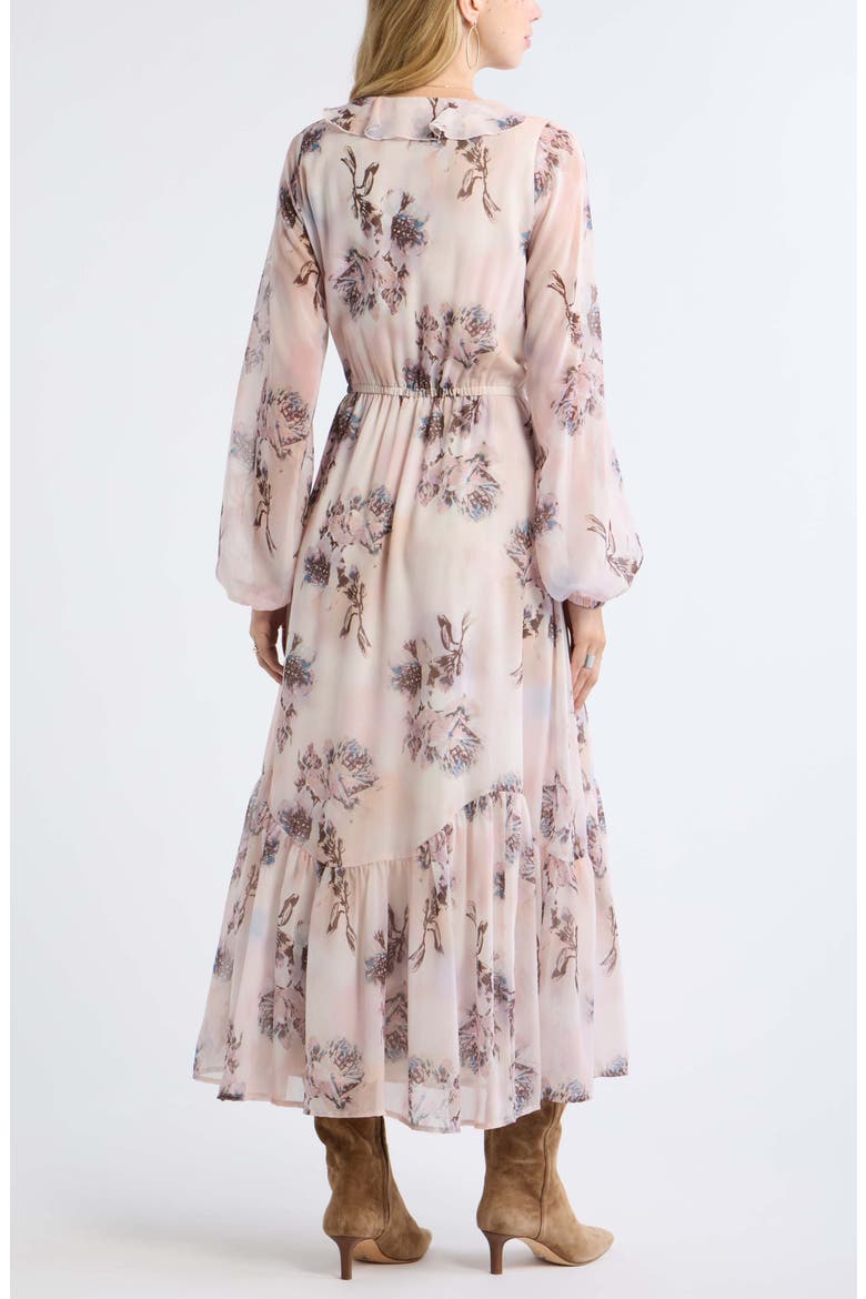 Ruffle Chiffon Maxi Dress, Alternate, color, IVORY DAPPLED ROSES