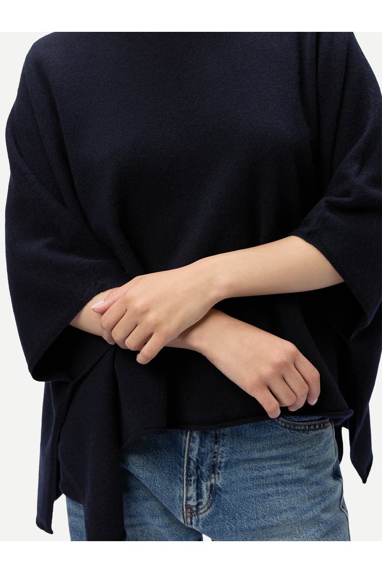 Timeless Boat Neck Cashmere Poncho, Alternate, color, navy blazer