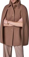 Donna Karan New York Button Front Wool Blend Cape Coat