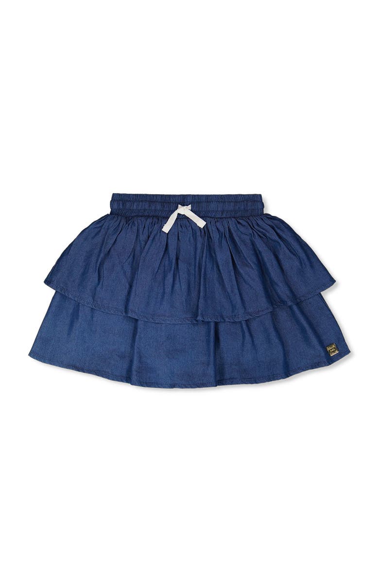 Deux par Deux Elastic Waist drawstring Chambray Skort, Main, color, Bleu Chambray