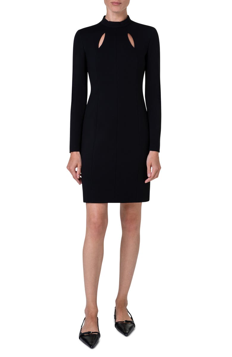Akris punto Cutout Detail Long Sleeve Knit Dress, Main, color, 