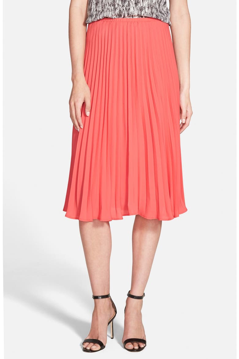 'Santa Ana' Pleated Skirt, Main, color, POPPY