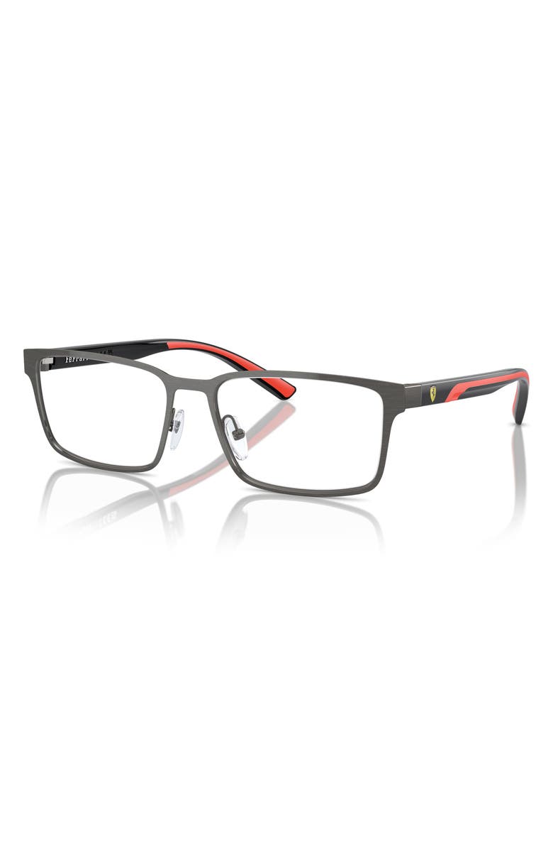 Scuderia Ferrari 56mm Rectangle Optical Glasses, Alternate, color, Dark Gunmetal / Demo Lens