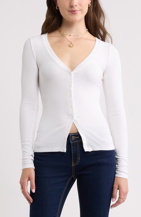 Rib Knit V-Neck Cardigan