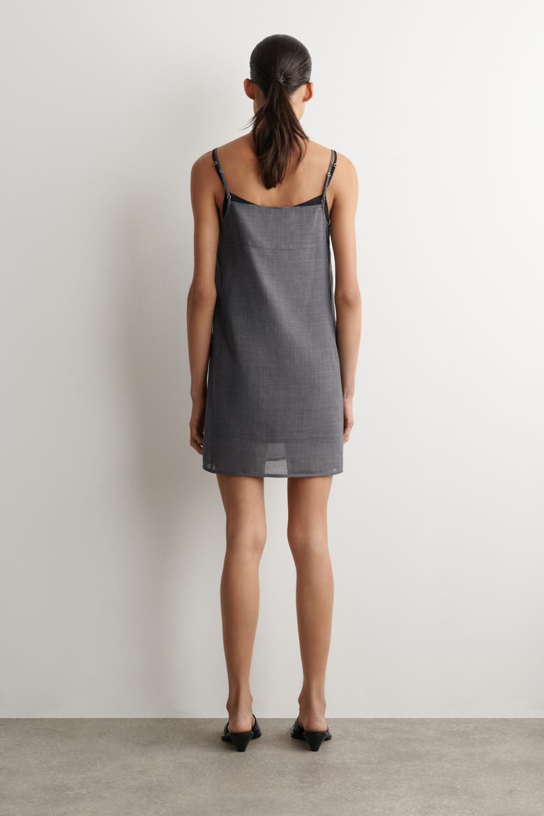 Semi-sheer Layered Wool Mini Dress, Alternate, color, GRAY MÉLANGE / BLACK
