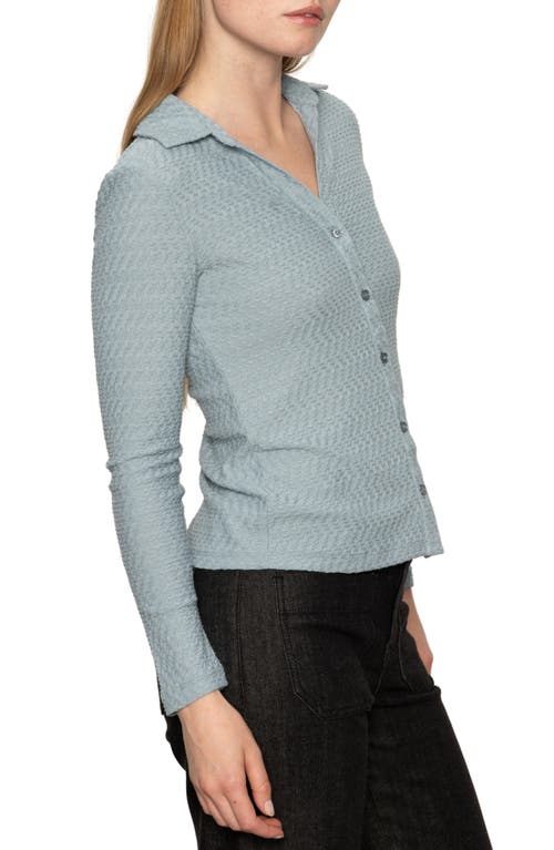 Sanctuary Dreamgirl Textured Knit Button-up Shirt In Gray