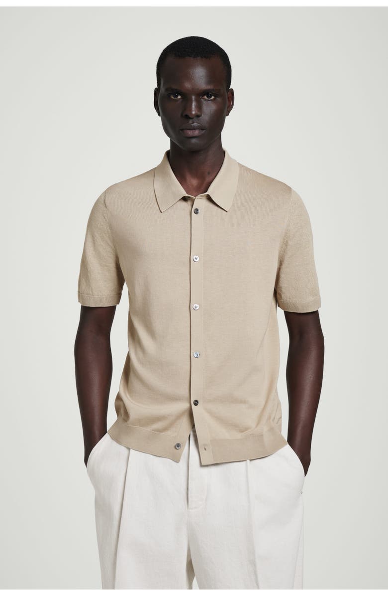 COS Knitted Linen-Silk Shirt, Main, color, Mole