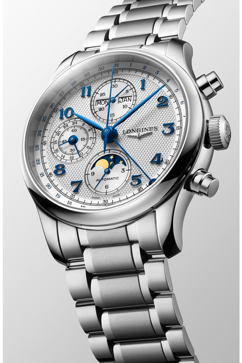 Master Collection Automatic Moon Phase Bracelet Watch, 41mm, Alternate, color, SILVER