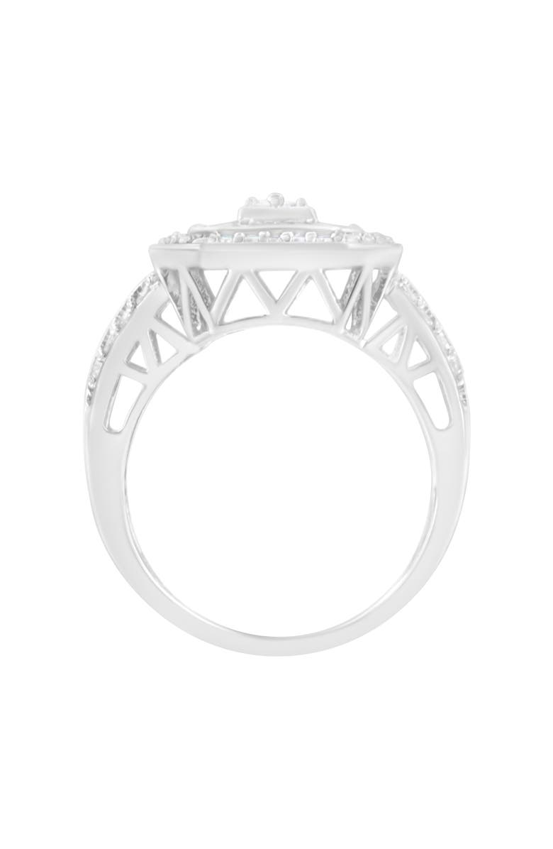 Haus of Brilliance Silver 0.75 Cttw Round and Baguette Diamond Cathedral Ring, Alternate, color, Silver