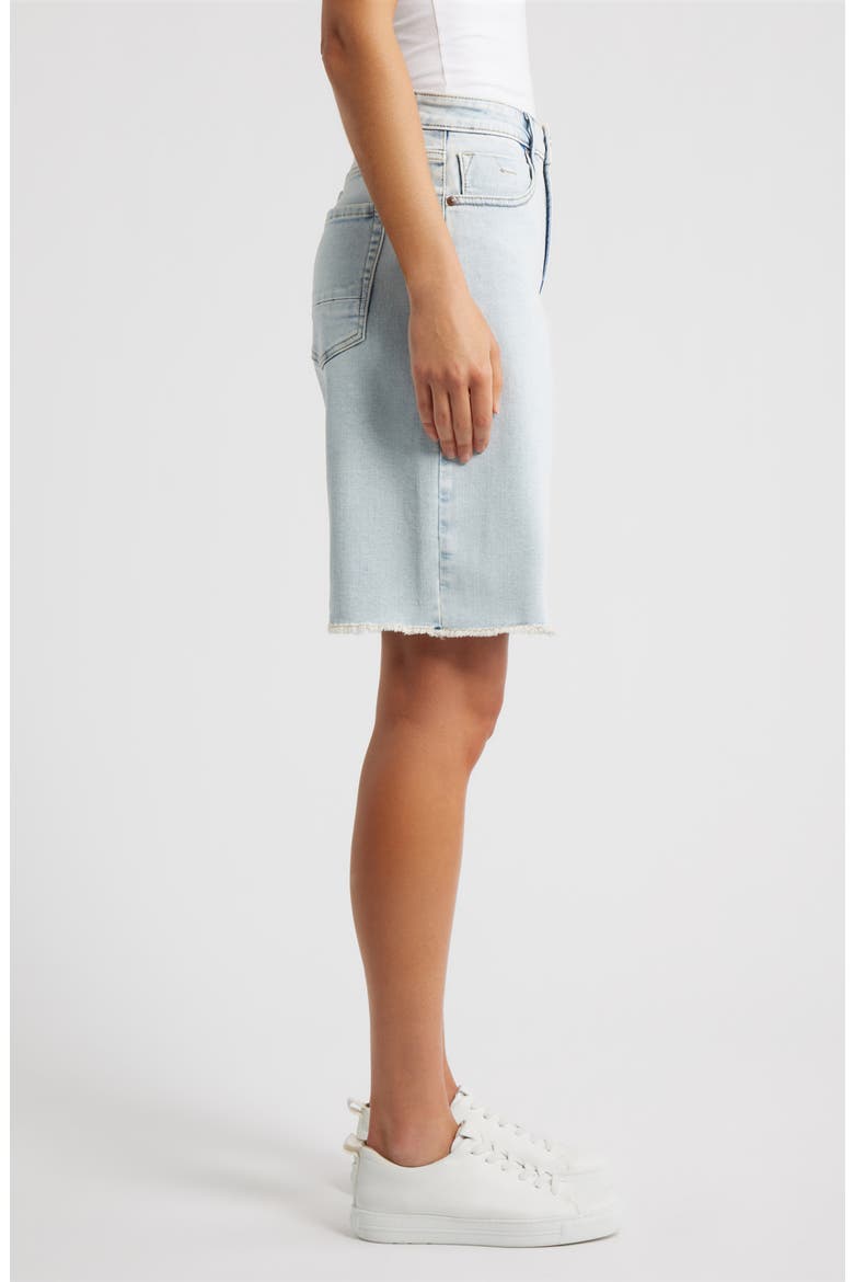 Frayed Denim Bermuda Shorts, Alternate, color, SNOW