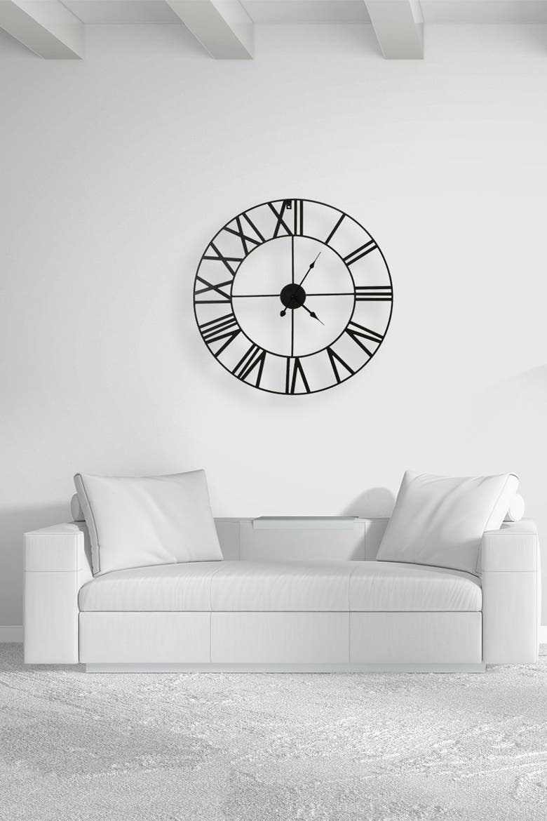 Black Wall Clock, Alternate, color, BLACK