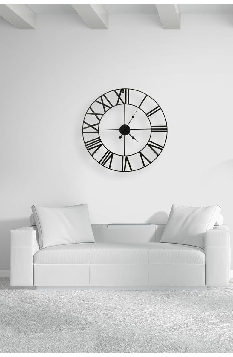 SORBUS Black Wall Clock, Alternate, color, Black